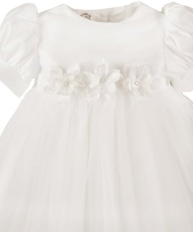 שמלת הטבילה של שאנה לבנות | Shantung Top, w/חצאית טול ניילון. מיוצר בארהב